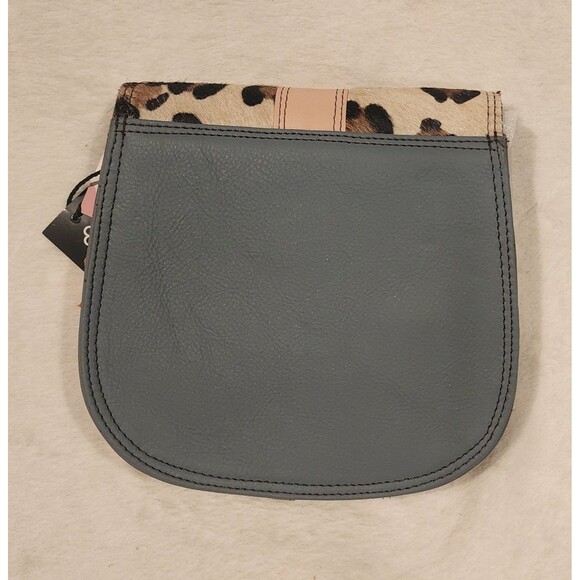 Soruka Leather Animal Blue Leopard Cheetah Crossbody Purse Bag Mall 7x7 Inch - Picture 3 of 11